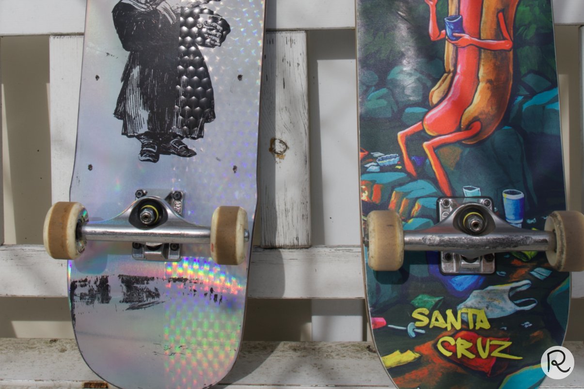 custom skateboard setups up close