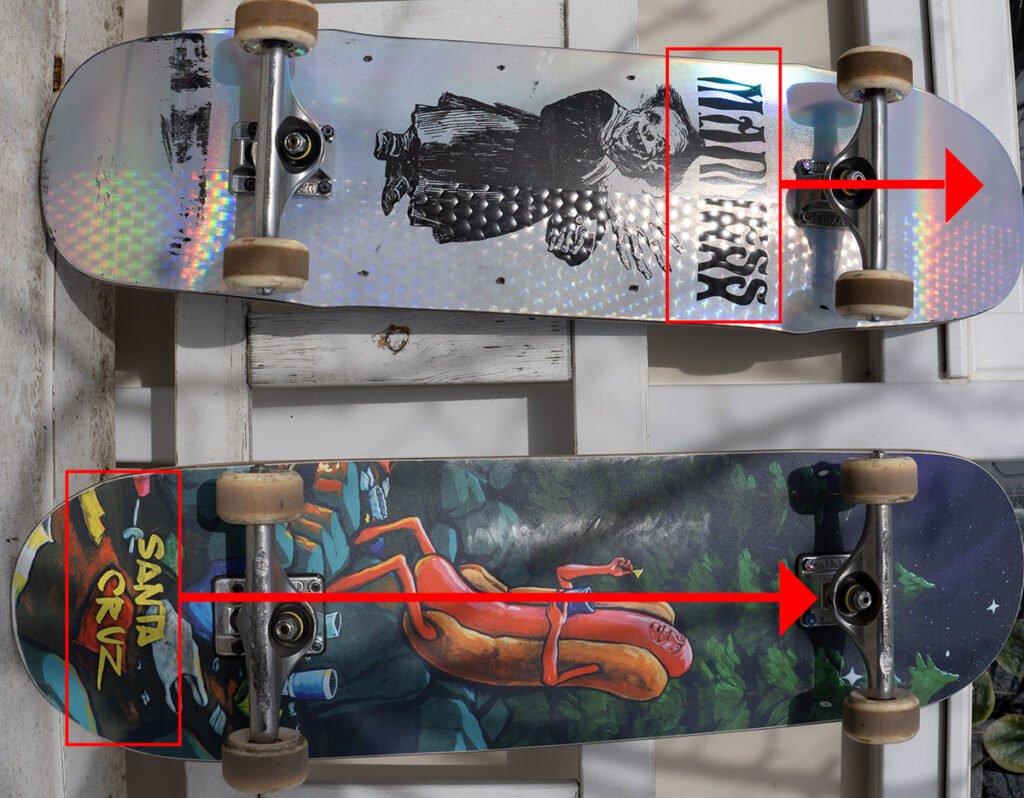 front and back of a skateboard examples